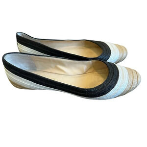 Enzo Angiolini Bullseye Raffia Flats Slip On Ballet Color Block Size 8.5 Women's